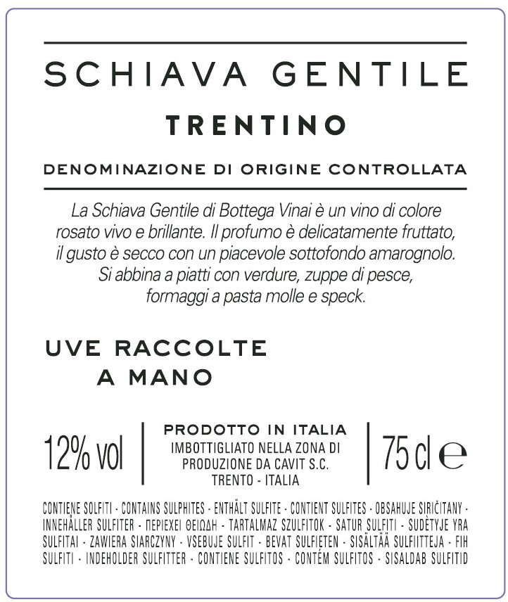 | 2022 Vinai Gentile DOC Trentino Svinando Bottega Schiava